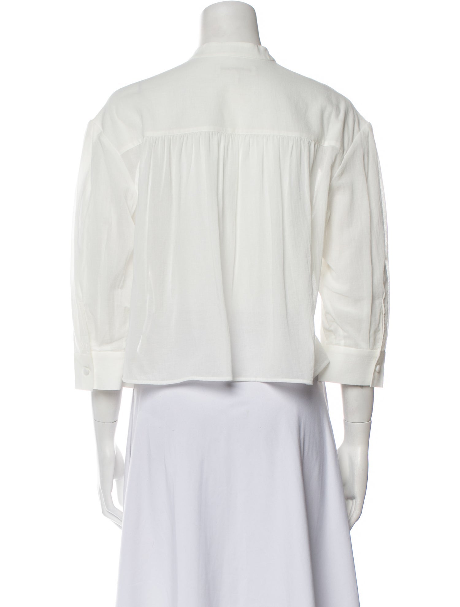 FRAME Mock Neck Three-Quarter Sleeve Crop Top